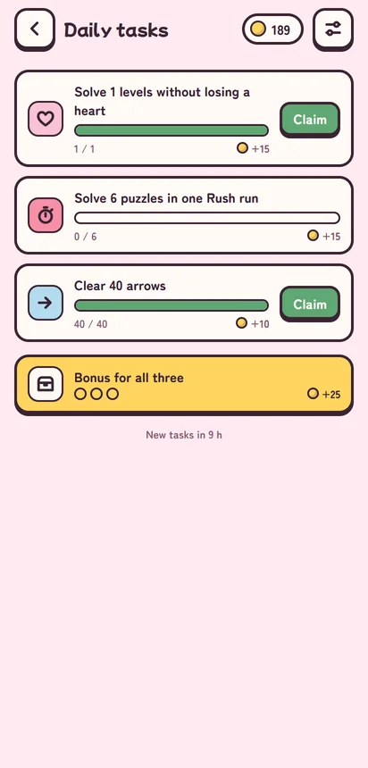 Daily tasks with progress bars