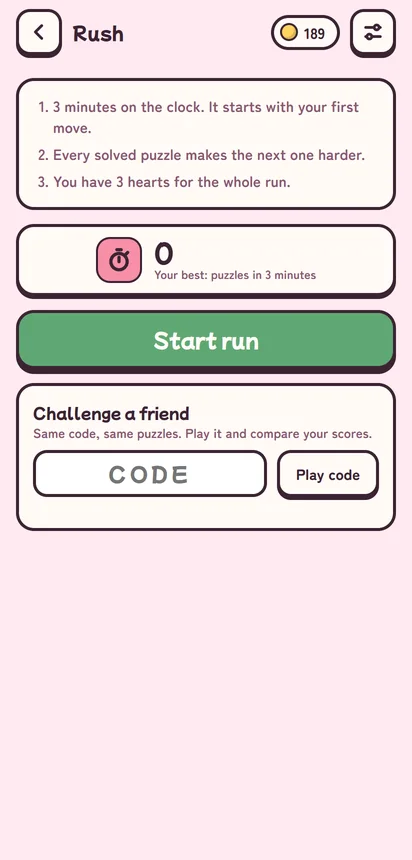 Rush: the rules and the code to challenge a friend