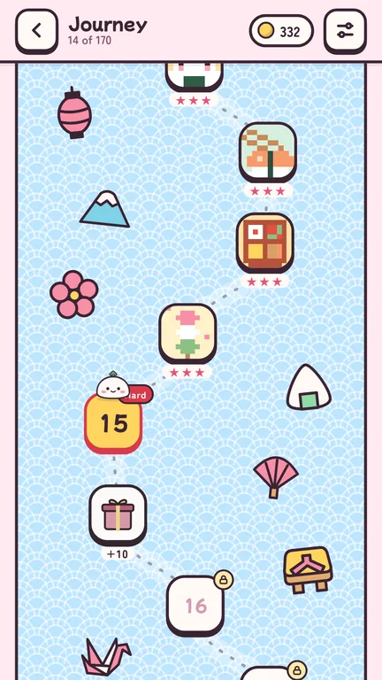 The journey map with the levels of a world